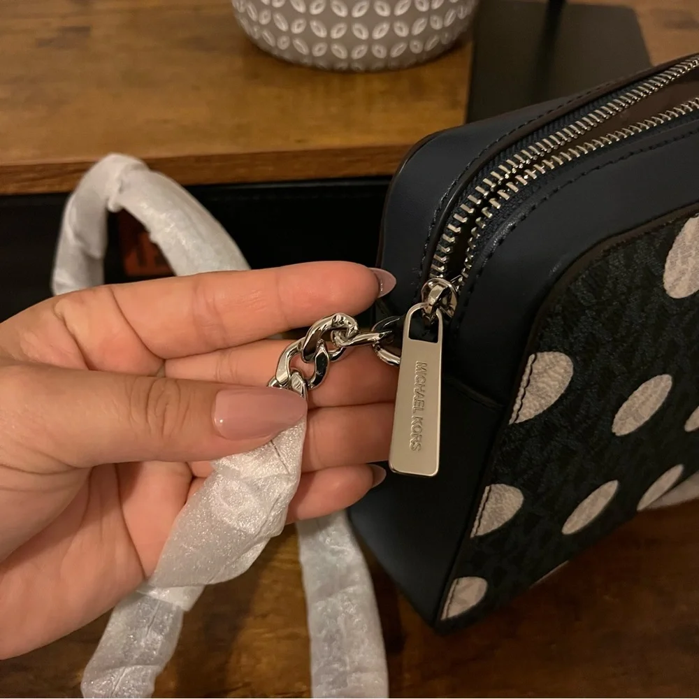 NWTs Michael Kors Navy and White Polka Dot Crossbody Bag - Picture 11 of 11